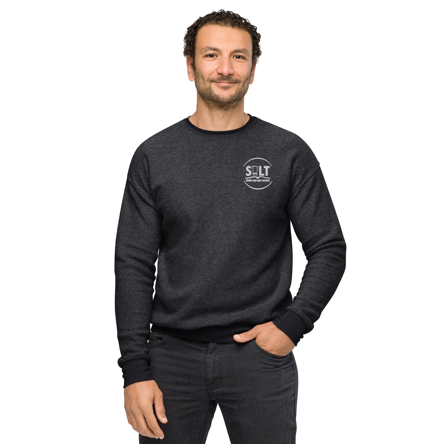 Unisex sueded fleece sweatshirt